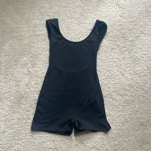 Black seamless one piece short bodysuit